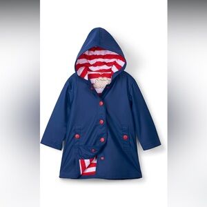 Hatley girls Splash Jacket Raincoat Nautical Blue & Red Size 7